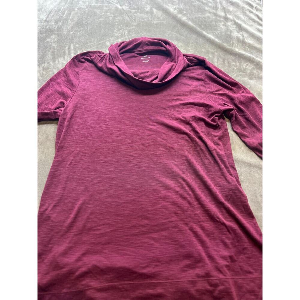 J Jill Pima Cowl Neck Tunic Top Womens Large Red Long Sleeve Cotton